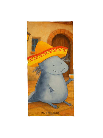 Mr. & Mrs. Panda Badehandtuch Axolotl Tequila Design ohne Spruch in Grau Pastell