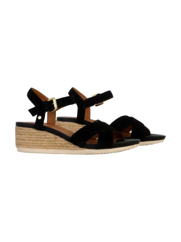 Geox Ischia Corda Keilabsatz-Sandalen aus Leder Schwarz