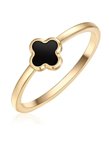 Glanzstücke München Ring Kleeblatt aus Edelstahl mit Achat in gelbgold