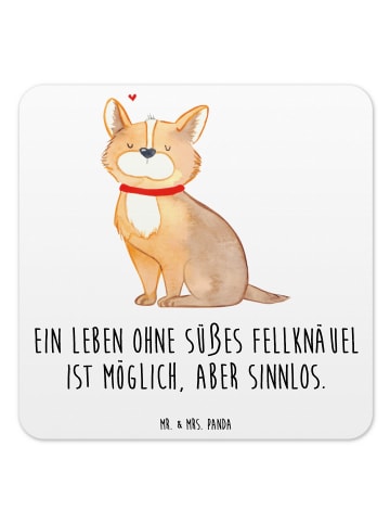 Mr. & Mrs. Panda Tischuntersetzer Hund Glück mit Spruch in Weiß