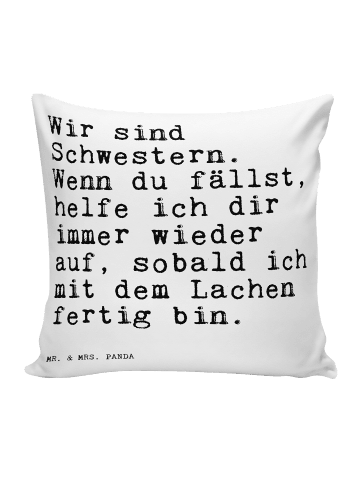 Mr. & Mrs. Panda Zierkissen Wir sind Schwestern. Wenn... mit Spruch in Weiß