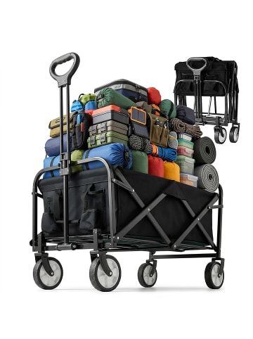 relaxdays Bollerwagen in Schwarz - (B)50 x (H)89 x (T)72 cm