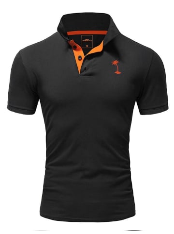 behype Poloshirt CAROY in Schwarz-Orange