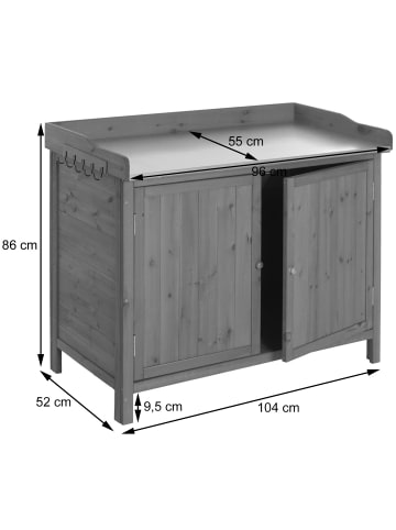 MCW Gartenschrank mit Arbeitsplatte L69, Braun