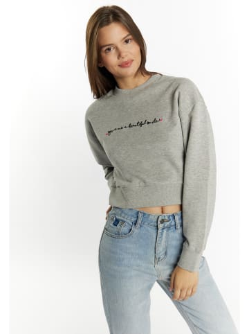 myMo Sweatshirt Cropped in Grau Melange