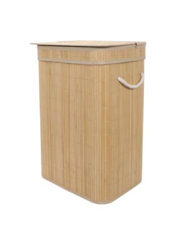 NUXIO Wäschekorb aus Bambus mit Deckel LUVA, 80 l in Beige, 42 x 60 x 32 cm