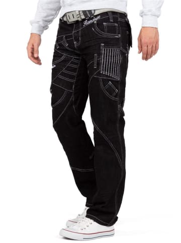 KOSMO LUPO Herren Regular Fit Jeans Stonewashed in Black