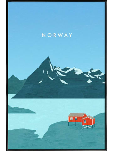 Juniqe Poster in Kunststoffrahmen "Norway" in Blau & Türkis