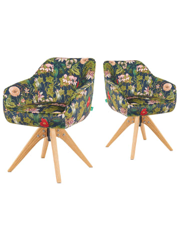 DUBI Möbel 2er-Set: Drehstuhl Mika-Finn in Blumen - (B)60 x (H)82 x  (T)61 cm