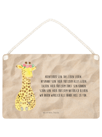 Mr. & Mrs. Panda Deko Schild Giraffe Blumenkranz mit Spruch in Sandig