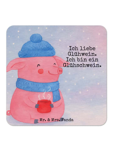 Mr. & Mrs. Panda Bierdeckel Schwein Glühwein Design mit Spruch in Weiß