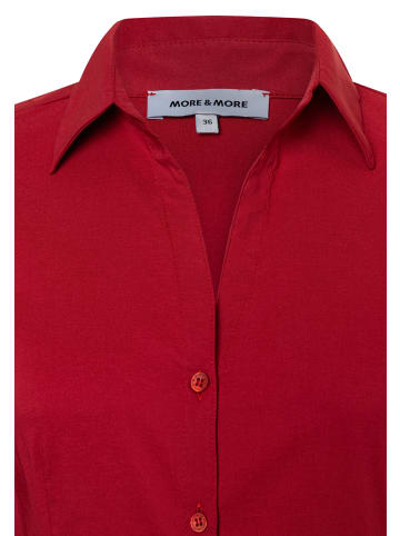 More & More schmale Halbarm-Bluse, Baumwollstretch in red