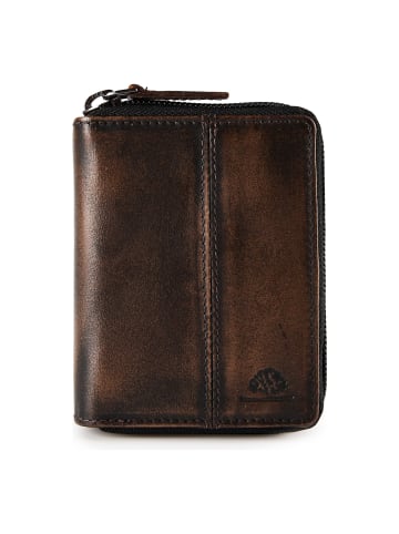 Greenburry Destressed Geldbörse RFID Schutz Leder 10.5 cm in teak brown