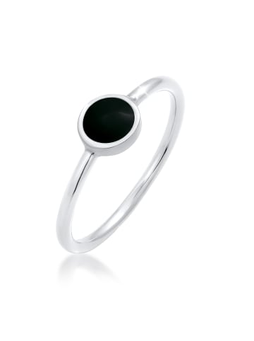 Elli Ring 925 Sterling Silber Geo, Kreis in Schwarz