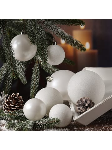 MARELIDA 26er Set Christbaumkugel Weihnachtskugel bruchfest matt glänzend in weiß