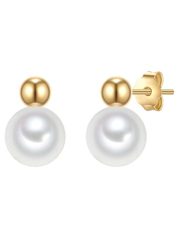 Valero Pearls Perlen-Ohrstecker Sterling Silber Süßwasser-Zuchtperle in gelbgold