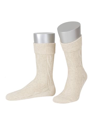 Lusana Trachtenumschlagsocken LN3599 in beige meliert (75)