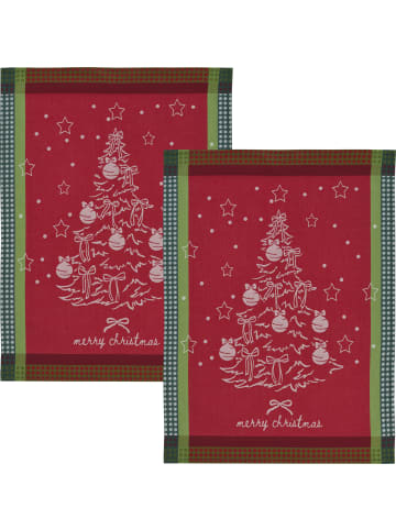 Sander Baumwolle, Jacquard Geschirrtuch 2er-Pack Jolly Tree in rot