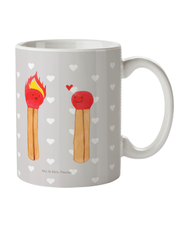 Mr. & Mrs. Panda Plastikbecher Streichhölzer ohne Spruch in Grau Pastell