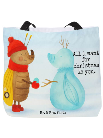 Mr. & Mrs. Panda Shopper Tasche Nachtfalter Schneemann Design mi... in Weiß