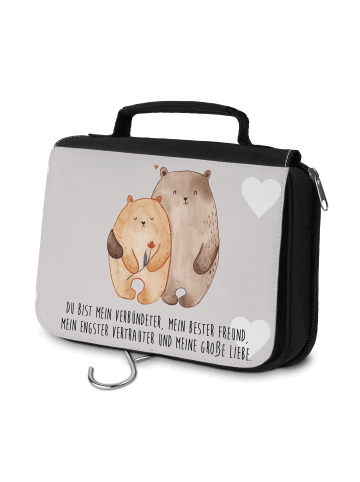 Mr. & Mrs. Panda Kulturtasche Bären Liebe mit Spruch in Grau Pastell