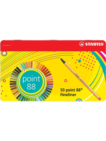 STABILO Fineliner point 88 Metalletui sortiert Packung mit 50 Stück