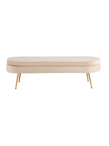 SalesFever Polsterhocker oval lang mit Chromfüßen in Goldoptik und Samtbezug in Beige