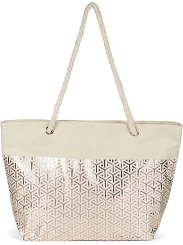 styleBREAKER Strandtasche in Beige-Rosegold