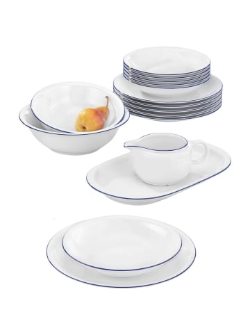 Seltmann Weiden 16er Set Tafelservice Compact Blaurand in weiß-blau