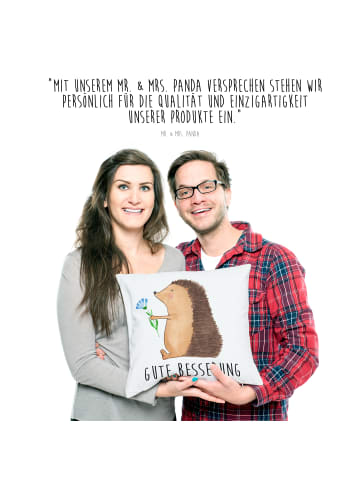 Mr. & Mrs. Panda kissen bedruckt Igel Blumen mit Spruch in Weiß