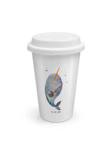 Mr. & Mrs. Panda Kaffeebecher To Go Narwal Gitarre ohne Spruch in Weiß
