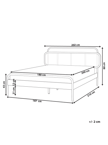 Beliani Doppelbett BOUSSICOURT in Braun/Schwarz - (W) 202 x (H) 88 x (L) 210 cm
