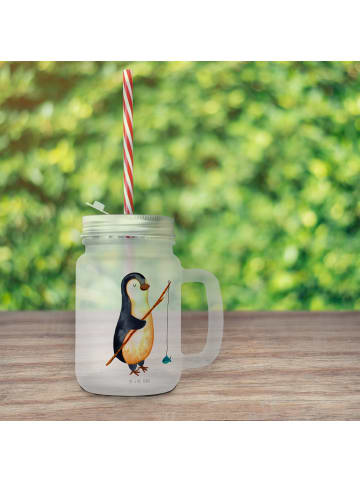 Mr. & Mrs. Panda Einmachglas Pinguin Angler ohne Spruch in Transparent