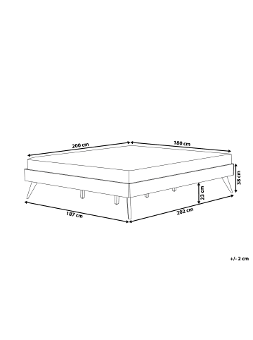 Beliani Doppelbett BERRIC in Weiß - (W) 187 x (H) 38 x (L) 202 cm