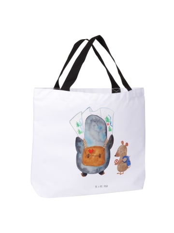 Mr. & Mrs. Panda Tote Bag Pinguin & Maus Wanderer ohne Spruch in Weiß