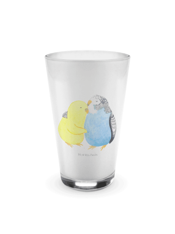 Mr. & Mrs. Panda Wasserglas Wellensittich Liebe ohne Spruch in Transparent
