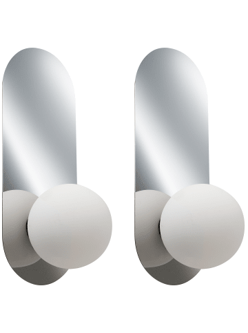 Beliani 2er-Set Wandleuchten LEISI in Silber/Weiß