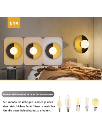 ZMH Deckenleuchte 1-flammige E14 in schwarzgold Vintage mit Glas Metall L 28cm