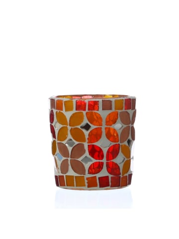MARELIDA Windlicht/Teelichthalter Mosaik in bunt - H: 7cm