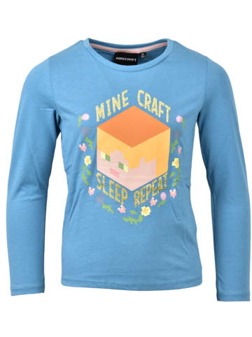 Minecraft Langarmshirt Minecraft Sleep Repeat in Blau