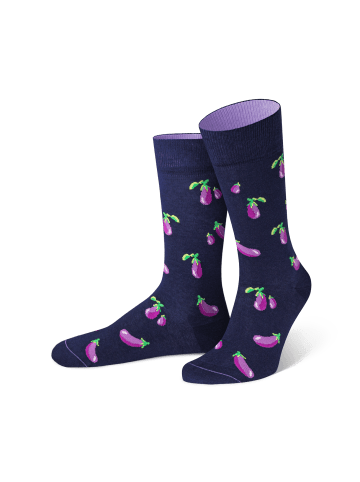 von Jungfeld Gemusterte Socken mit Aubergine Icon in Blau