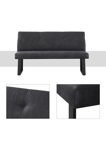 DUBI Möbel Sitzbank Joy in Wildleder-Schwarz - (B)160 x (H)89 x  (T)65 cm