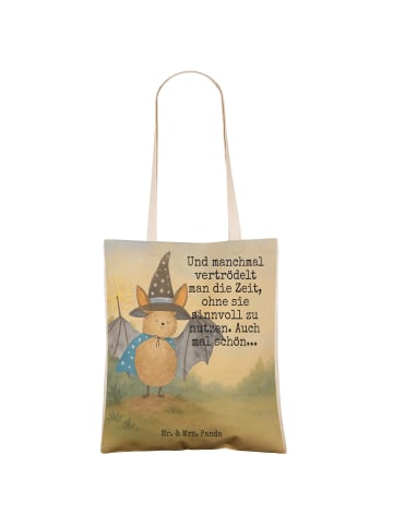 Mr. & Mrs. Panda Henkeltasche Fledermaus Zauberer Design mit Spruch in Weiß