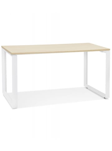 KADIMA DESIGN Schreibtisch aus Holz und Metall | Robust und langlebig in Beige-Weiß