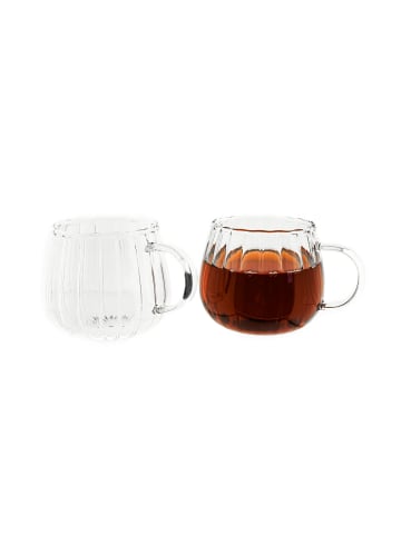 Almina 2er Gläser-Set Riffle Cup 400 ml Hitzebeständig Transparent in Transparent