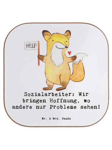 Mr. & Mrs. Panda Untersetzer für Gläser Sozialarbeiterin Hoffnun... in Weiß