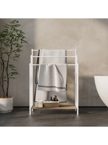 relaxdays Handtuchständer in Natur/ Weiß - (B)60 x (H)81 x (T)28 cm