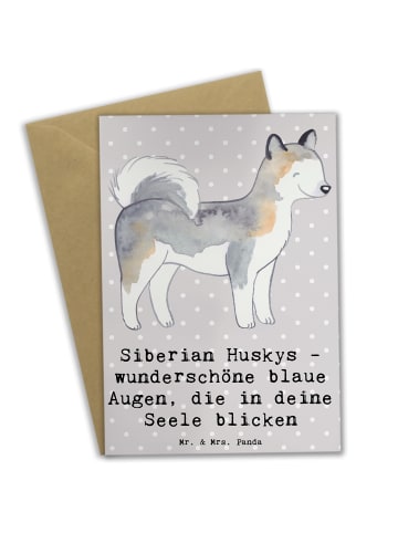 Mr. & Mrs. Panda Klappkarte Siberian Husky Augenzauber mit Spruch in Grau Pastell
