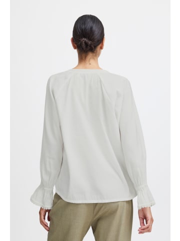 b.young Langarmbluse BYHELVIG VNECK SHIRT - 20814302 schöne Bluse im Boho-Style in Weiß