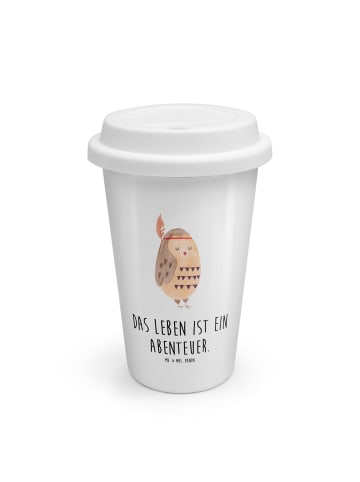 Mr. & Mrs. Panda Becher Eule Federschmuck mit Spruch in Weiß